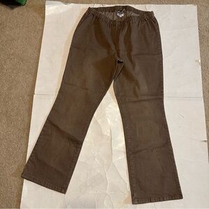Brown Casual Pants Diane Gilman VTG Elastic Waist Bootcut Flare XL